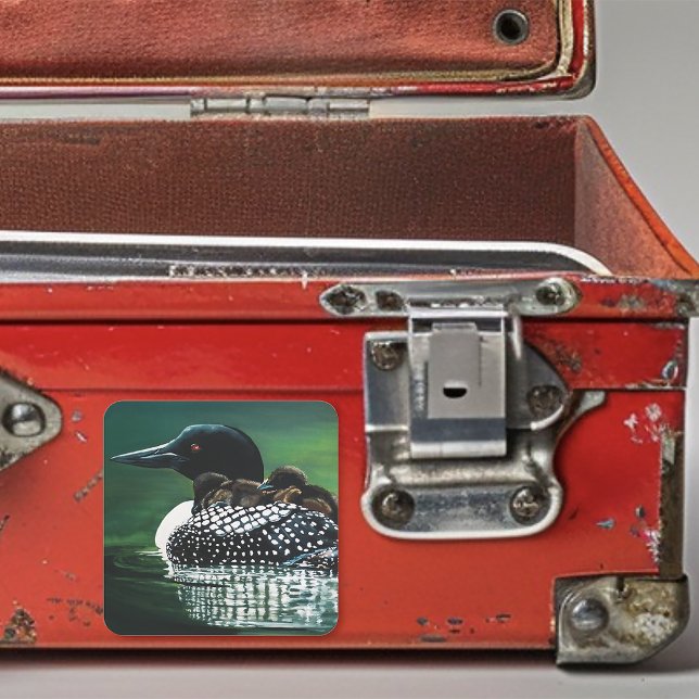 Loon Family Outing Quadratischer Aufkleber (Von Creator hochgeladen)