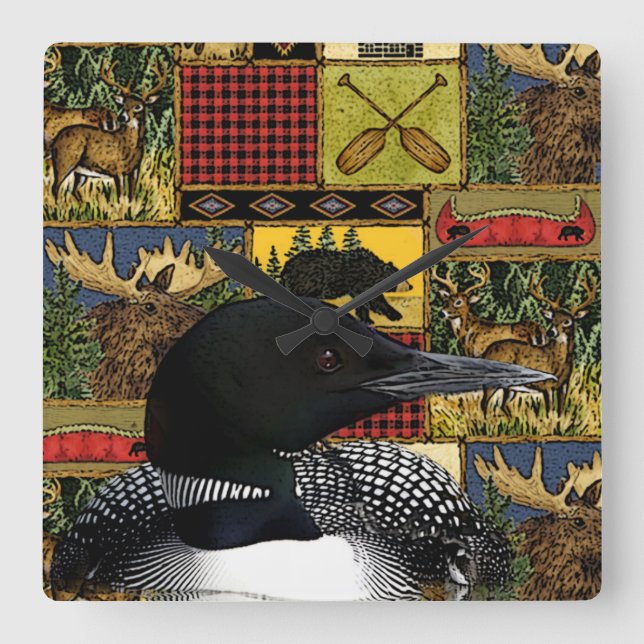 Loon Highlights Quadratische Wanduhr (Vorderseite)