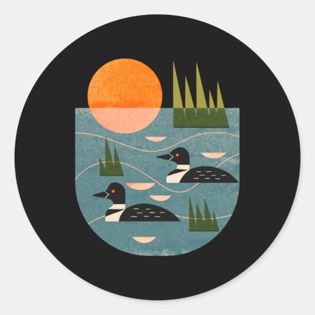 Loon Lake Runder Aufkleber (Vorderseite)