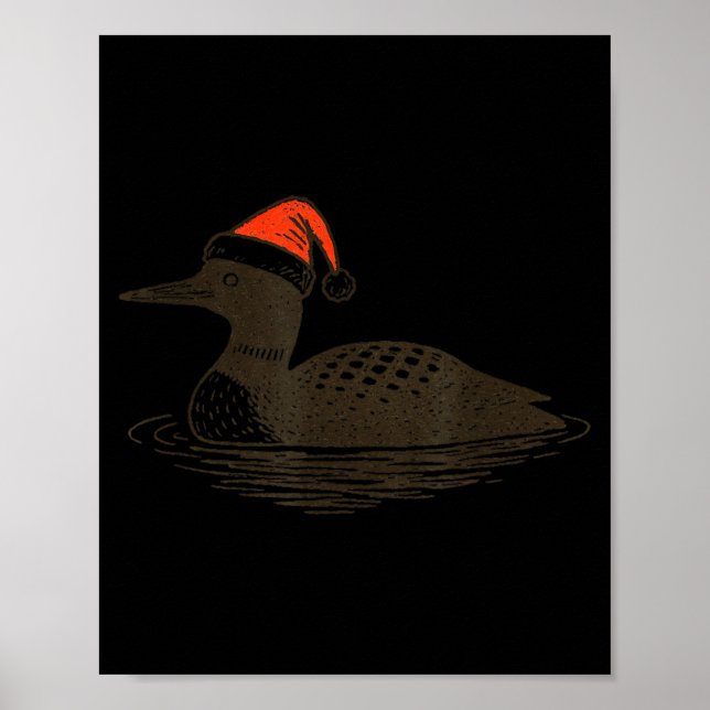 Loon Lover Santa Hat Christmas Bird Watching Xmas  Poster (Vorne)