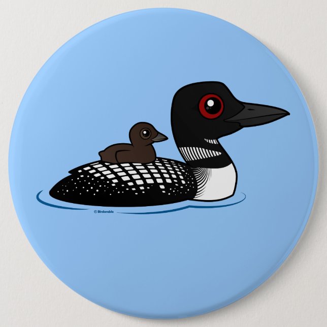 Loon mit Küken Button (Vorderseite)