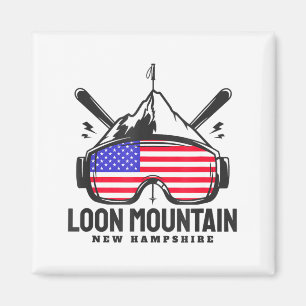 Loon Mountain New Hampshire USA Ski Retro-Skifahre Magnet