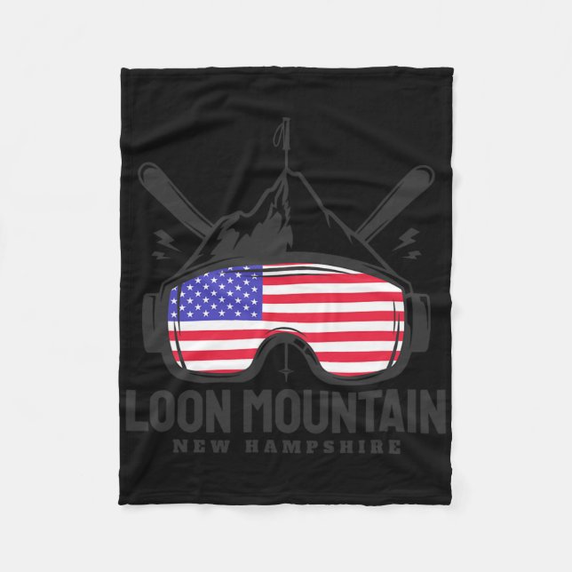 Loon Mountain New Hampshire Usa Ski Retro Skiing  Fleecedecke (Vorderseite)