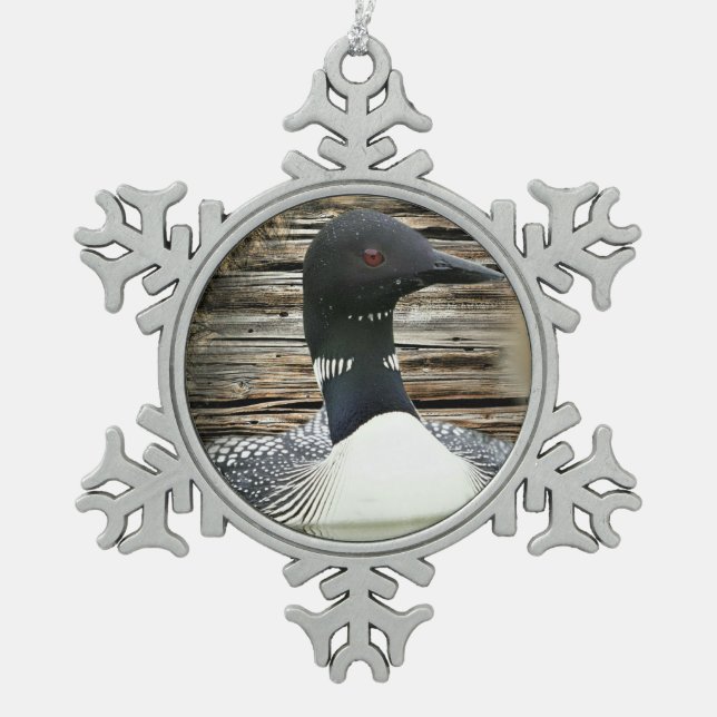Loon Schneeflocken Zinn-Ornament (Vorderseite)