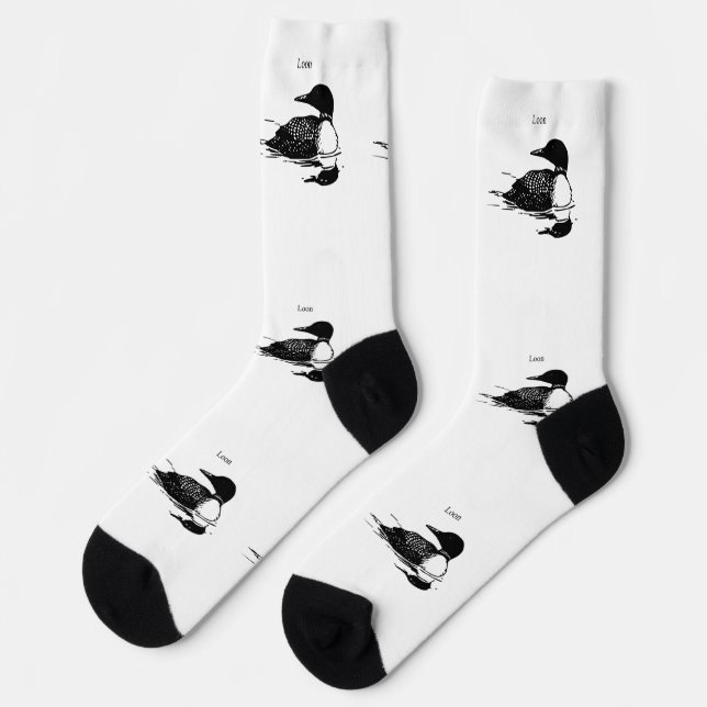 Loon Schwimmvogel Kunst Thunder_Cove Socken (Linkes Detail)