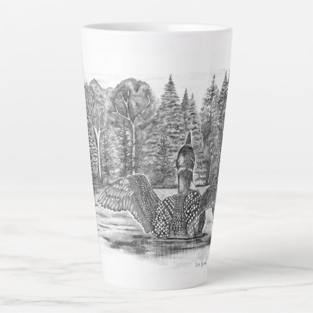 Loon Spread seine Flügel Latte Tasse (Vorderseite)