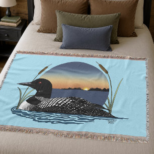 Loon Sunset Blue Decke