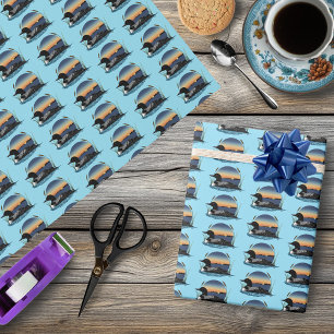 Loon Sunset Blue Geschenkpapier