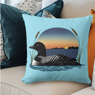 Loon Sunset Blue Kissen