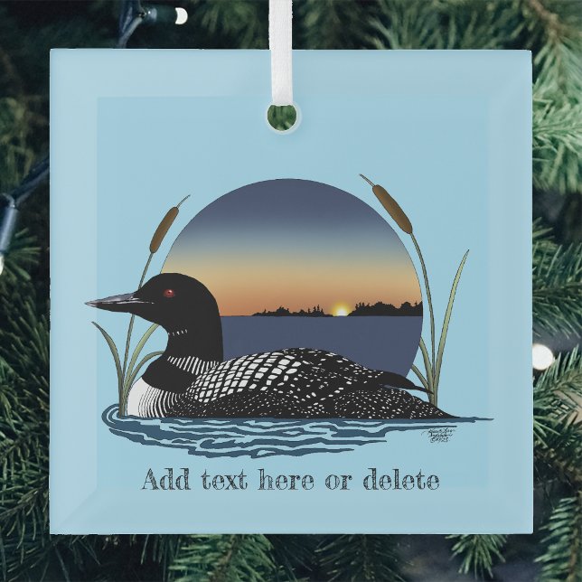 Loon Sunset Blue Ornament Aus Glas (Von Creator hochgeladen)