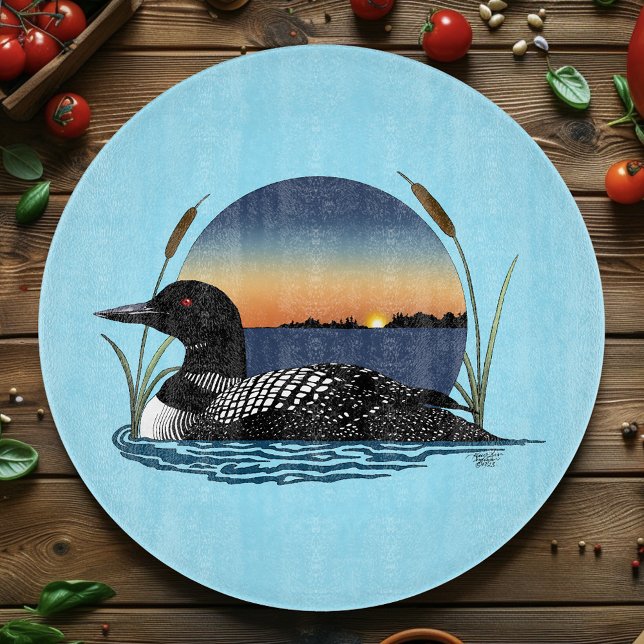 Loon Sunset Blue Schneidebrett (Von Creator hochgeladen)