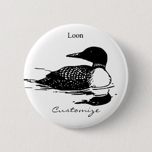 Loon Swimming Bird Art Thunder_Cove Button