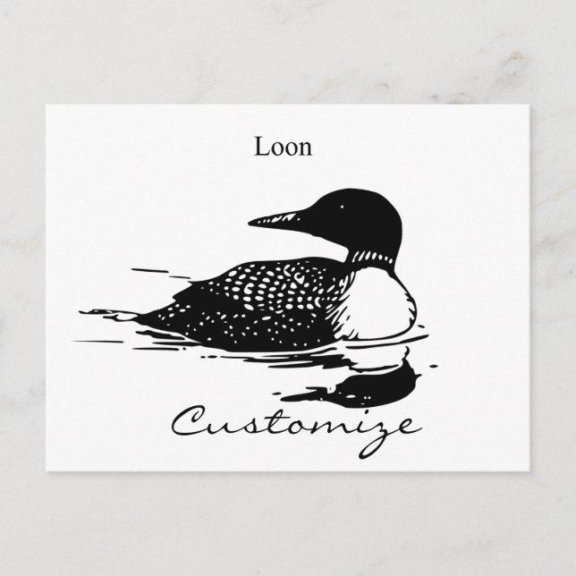 Loon Swimming Bird Art Thunder_Cove Postkarte (Vorderseite)