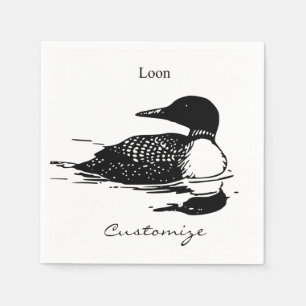 Loon Swimming Bird Art Thunder_Cove Serviette