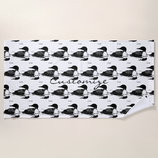 Loon Swimming Bird Art Thunder_Cove Strandtuch (Vorderseite)