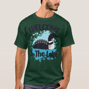 Loon Swimming Wasserfarbe Willkommen am See T-Shirt