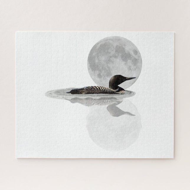 Loon Swims im Mondlicht Jigsaw Puzzle (Horizontal)