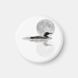 Loon Swims im Mondlicht Magnet