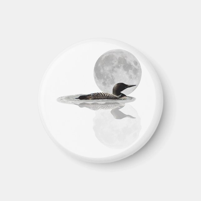 Loon Swims im Mondlicht Magnet (Vorne)