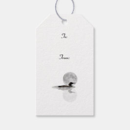 Loon Swims in der Mondlicht-Geschenkmarke Geschenkanhänger