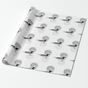 Loon Swims in der Mondlicht-Umschlagpapier Geschenkpapier
