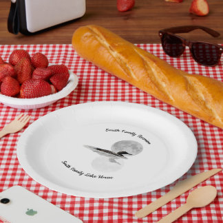 Loon Under Full Moon Paper Plate Pappteller