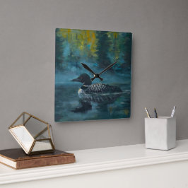 Loonell - Loon Ente Quadratische Wanduhr