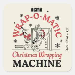 LOONEY TUNES™   ACME Wrap-O-Matic Einwickelmaschin Quadratischer Aufkleber