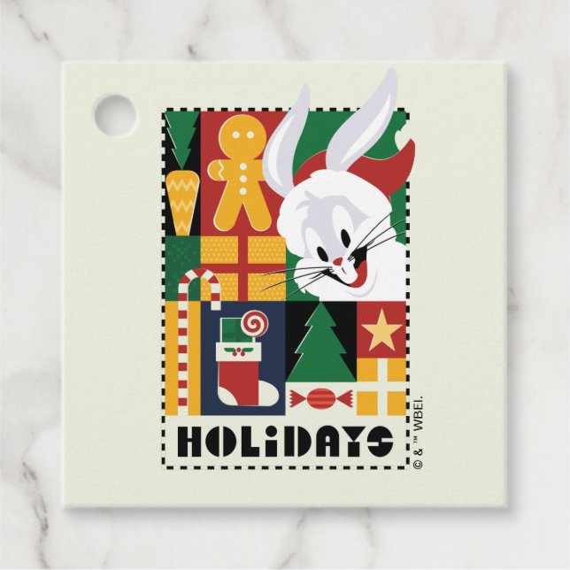 LOONEY TUNES™ BUGS BUNNY™ Holidays Abzeichen Geschenkanhänger (Vorderseite)