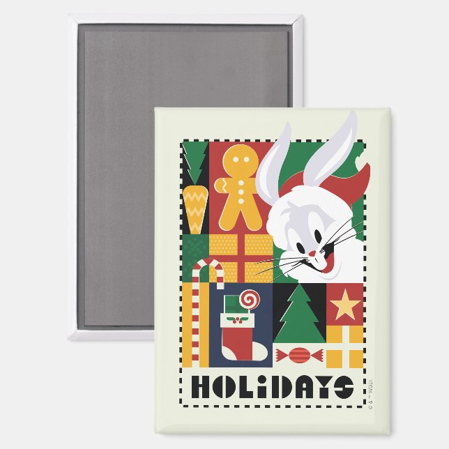 LOONEY TUNES™ BUGS BUNNY™ Holidays Abzeichen Magnet (Vorderseite/Rückseite)
