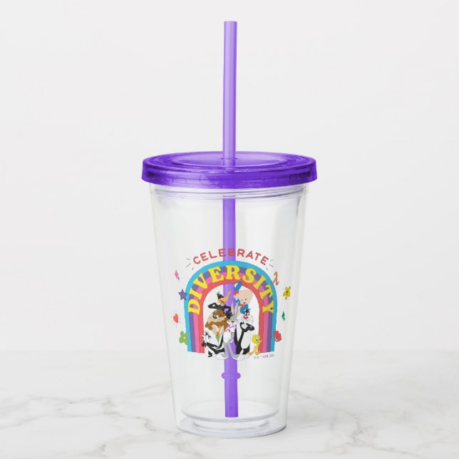 LOONEY TUNES™ - Celebrate Diversity Pride Rainbow Acryltrinkbecher (Vorderseite)