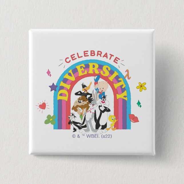 LOONEY TUNES™ - Celebrate Diversity Pride Rainbow Button (Vorderseite)