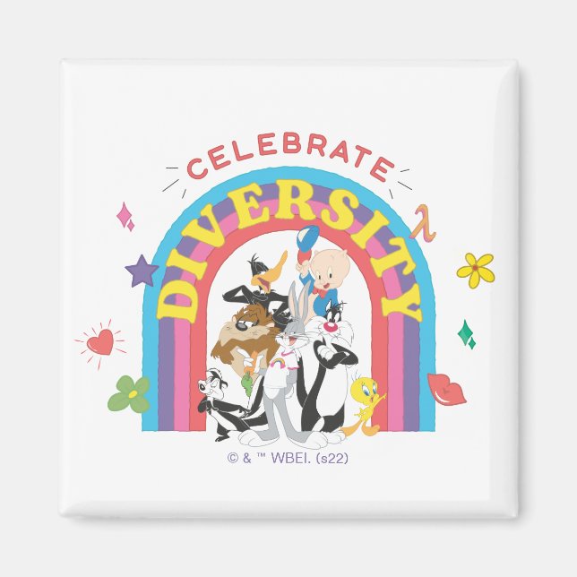 LOONEY TUNES™ - Celebrate Diversity Pride Rainbow Magnet (Vorne)