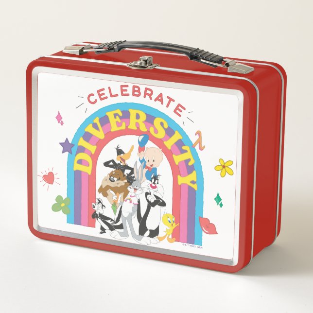 LOONEY TUNES™ - Celebrate Diversity Pride Rainbow Metall Brotdose (Vorderseite)