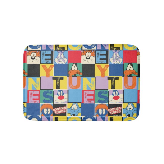 LOONEY TUNES™ Character Schachbrett Blocks Badematte (Vorderseite)