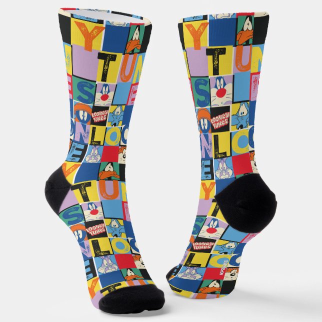 LOONEY TUNES™ Character Schachbrett Blocks Socken (Gewinkelt)