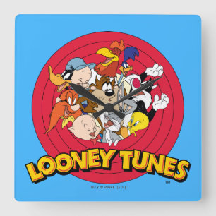 LOONEY TUNES™ Charakter-Logo Quadratische Wanduhr