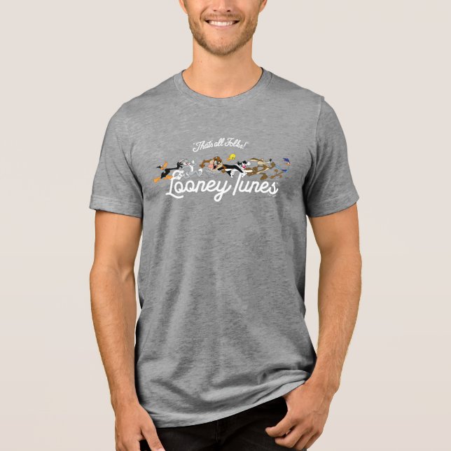 LOONEY TUNES™-Charaktere laufen Tri-Blend Shirt (Vorderseite)