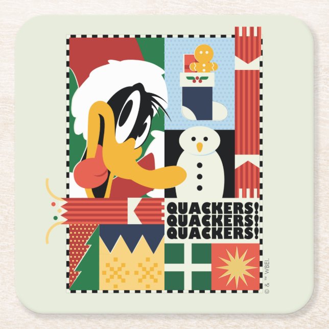 LOONEY TUNES™ DAFFY DUCK™ Holiday Quacker Rechteckiger Pappuntersetzer (Vorderseite)