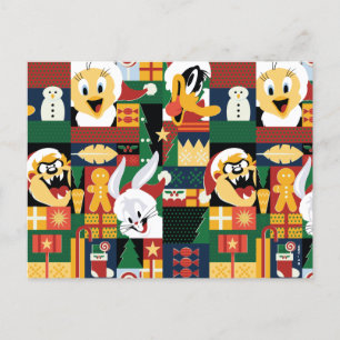 LOONEY TUNES™Feiertags-Blockmuster Feiertagspostkarte