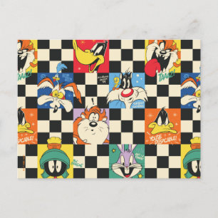 LOONEY TUNES™ Figuren auf schwarzen und weißen Sch Postkarte