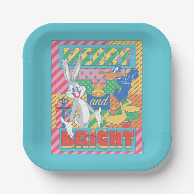 LOONEY TUNES™ | Frohe und helle Weihnachten Pappteller (Vorderseite)