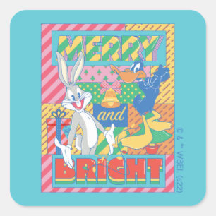 LOONEY TUNES™   Fröhliche und strahlende Weihnacht Quadratischer Aufkleber