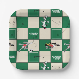 LOONEY TUNES™ Fußballrastermuster Pappteller