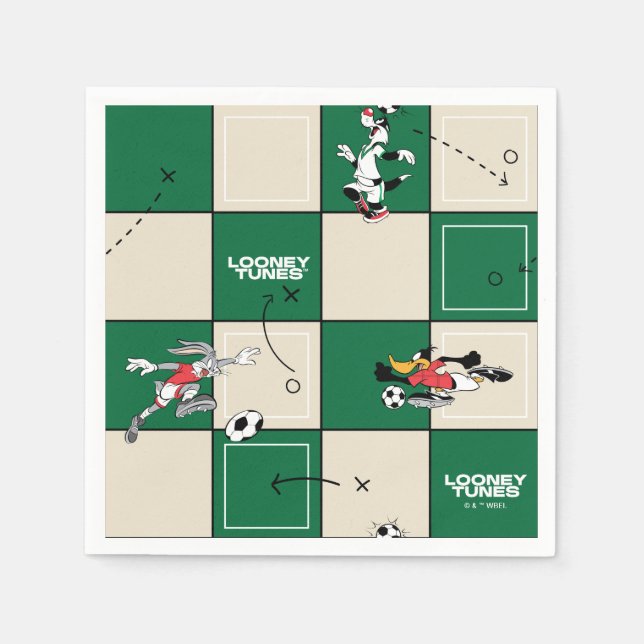 LOONEY TUNES™ Fußballrastermuster Serviette (Vorderseite)