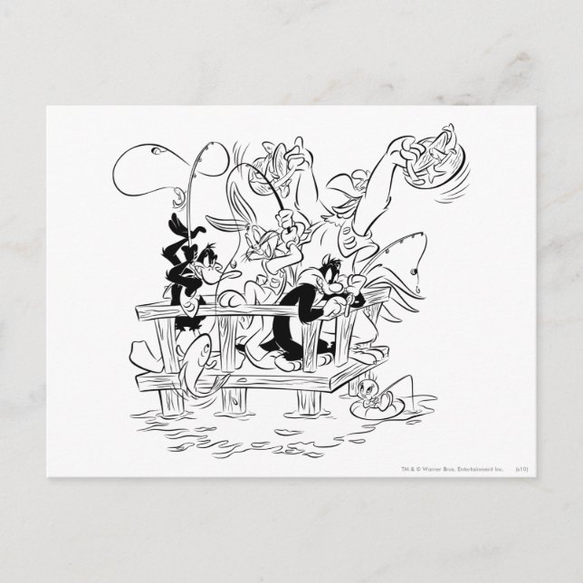 LOONEY TUNES™ Gone Fishing Postkarte (Vorderseite)