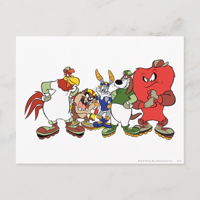 LOONEY TUNES™ Gruppe Rollerblade Picture Postkarte (Vorderseite)