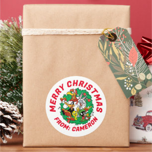 LOONEY TUNES™ Gruppe Weihnachtsbrand Runder Aufkleber