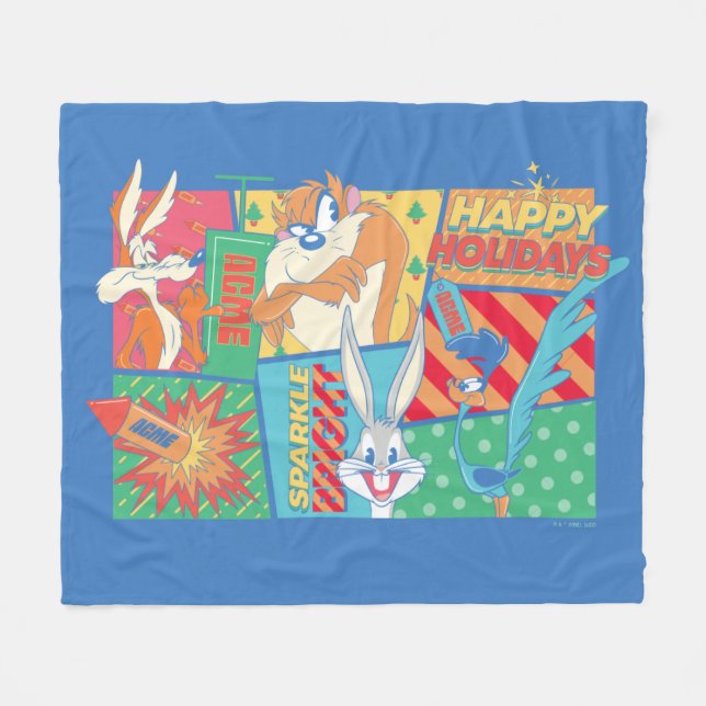 LOONEY TUNES™ | Happy Holidays Pattern Fleecedecke (Vorderseite (Horizontal))