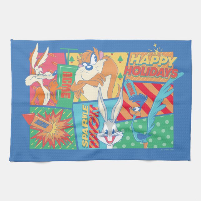 LOONEY TUNES™ | Happy Holidays Pattern Geschirrtuch (Horizontal)